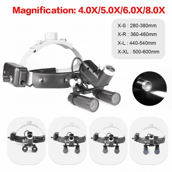 4.0X/5.0X/6.0X/8.0X-R Loupe chirurgicale médicale dentaire + bandeau phare LED 5...