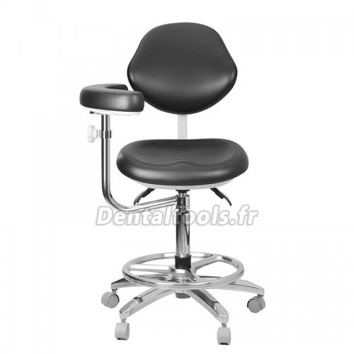 QY-600M-B2 Chaise d'assistant dentaire ergonomique réglable avec accoudoirs et rotation à 360°