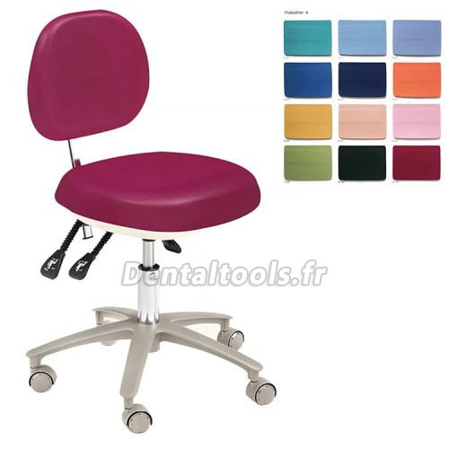 HS-6-R Tabouret dentaire réglable avec dossier Chaise d'assistante dentaire en cuir PU