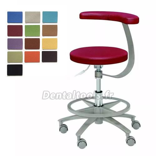 HS-11 Tabouret dentaire ergonomique avec accoudoirs chaise de selle pour assistante hygiéniste cuir microfibre