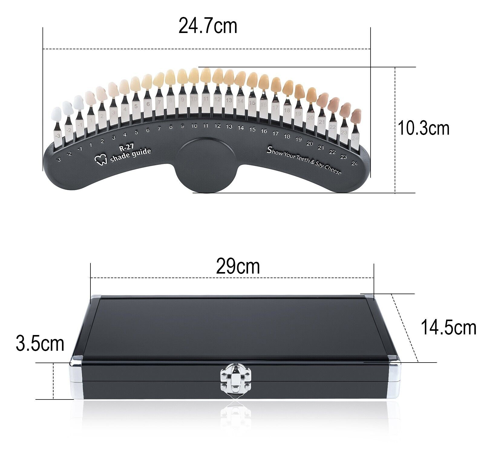 Guide de teinte 3D pour blanchiment des dents 27 couleurs nuancier avec miroir