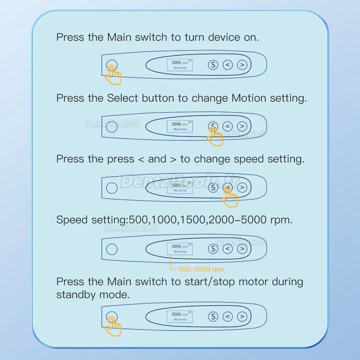 Pièce à main électrique sans fil pour prophylaxie dentaire 10 réglages de vitesse