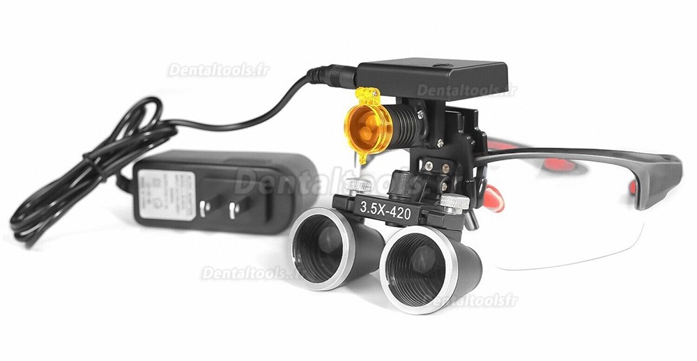 Loupe dentaire grossissante 3,5X DY-117 + lampe frontale LED sans fil 3W DY-010