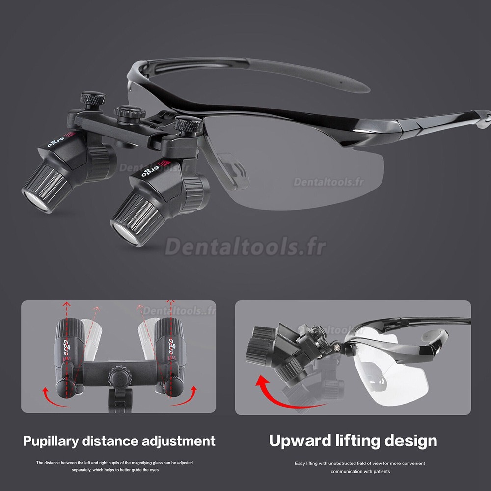 Loupe chirurgicale ergonomique 4,0X 450 mm + lampe frontale LED sans fil 5W