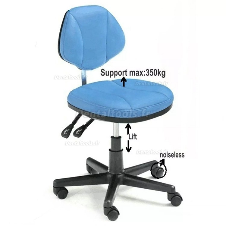 HS-10 Tabouret dentaire mobile avec support dorsal Chaise d'assistante dentaire et d'hygiéniste