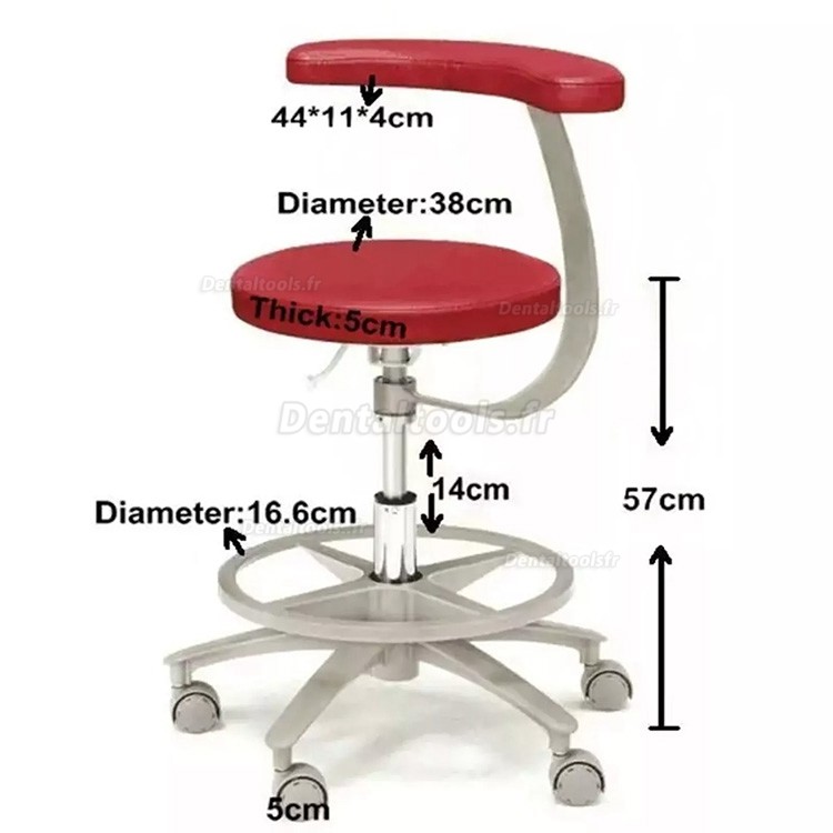 HS-11 Tabouret dentaire ergonomique avec accoudoirs chaise de selle pour assistante hygiéniste cuir microfibre