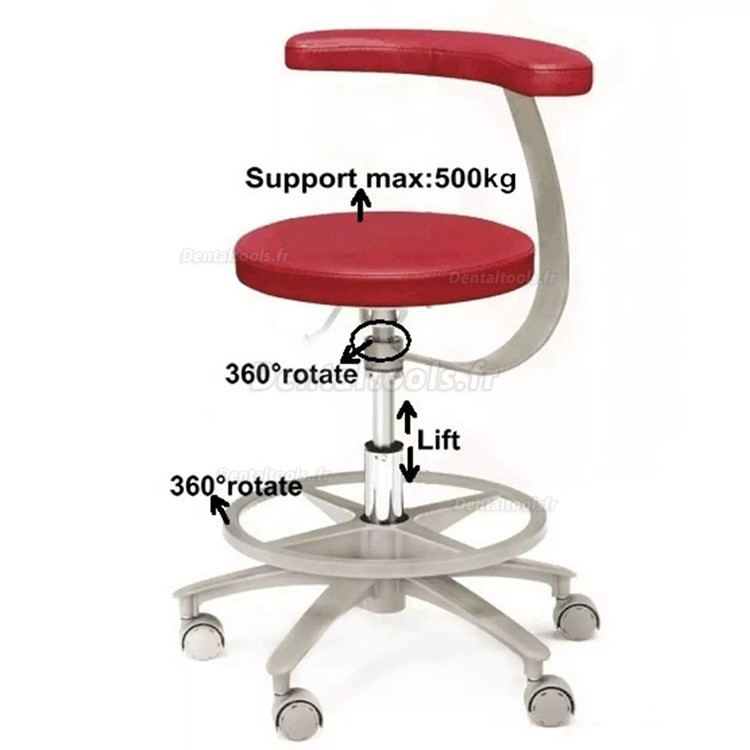 HS-11 Tabouret dentaire ergonomique avec accoudoirs chaise de selle pour assistante hygiéniste cuir microfibre