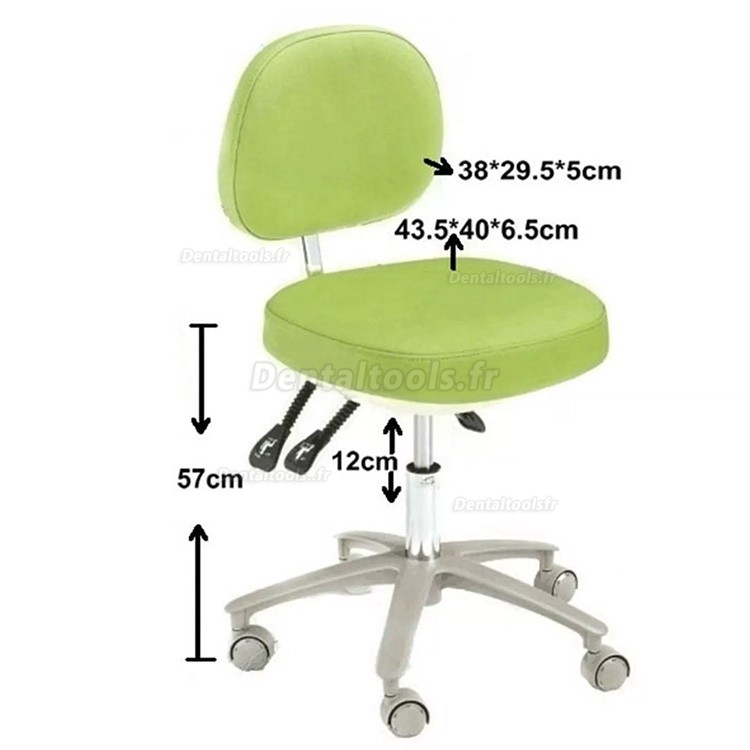 HS-6 Tabouret dentaire ergonomique avec dossier Tabouret d'assistant dentaire en cuir microfibre