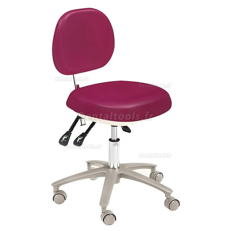 HS-6-R Tabouret dentaire réglable avec dossier Chaise d'assistante dentaire en cuir PU