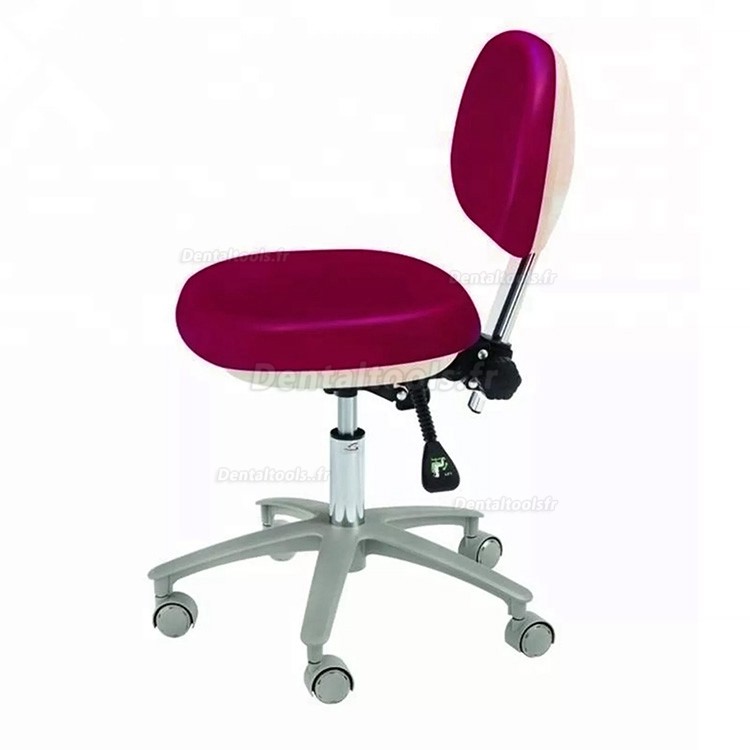 HS-6-R Tabouret dentaire réglable avec dossier Chaise d'assistante dentaire en cuir PU