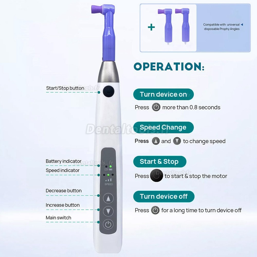 I-Prophy Pièce à main de prophylaxie dentaire électrique sans fil pivotante à 360°