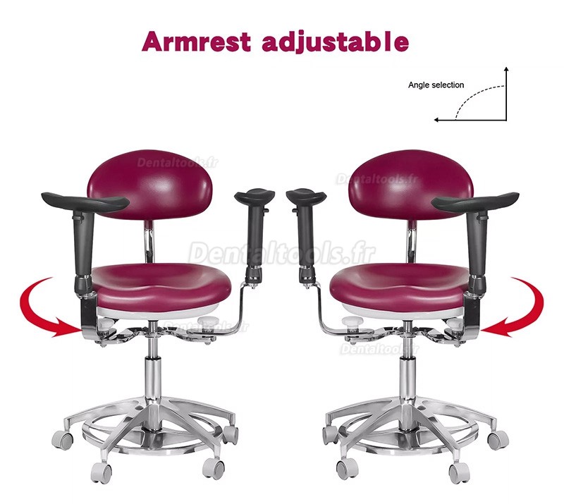 JKS-037 Tabouret dentaire ergonomique avec accoudoirs Chaise d'assistante hygiéniste pour dentiste