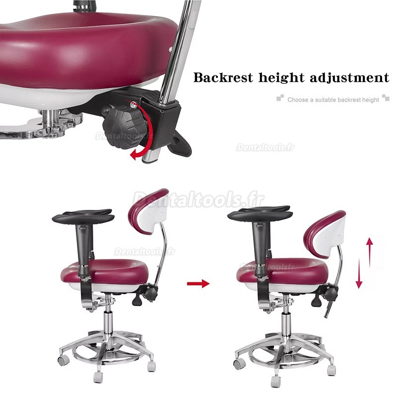 JKS-037 Tabouret dentaire ergonomique avec accoudoirs Chaise d'assistante hygiéniste pour dentiste