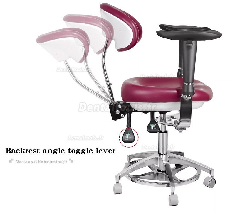 JKS-037 Tabouret dentaire ergonomique avec accoudoirs Chaise d'assistante hygiéniste pour dentiste