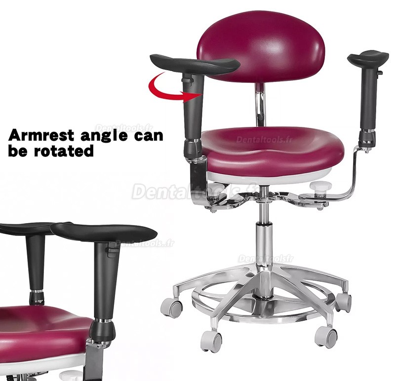 JKS-037 Tabouret dentaire ergonomique avec accoudoirs Chaise d'assistante hygiéniste pour dentiste