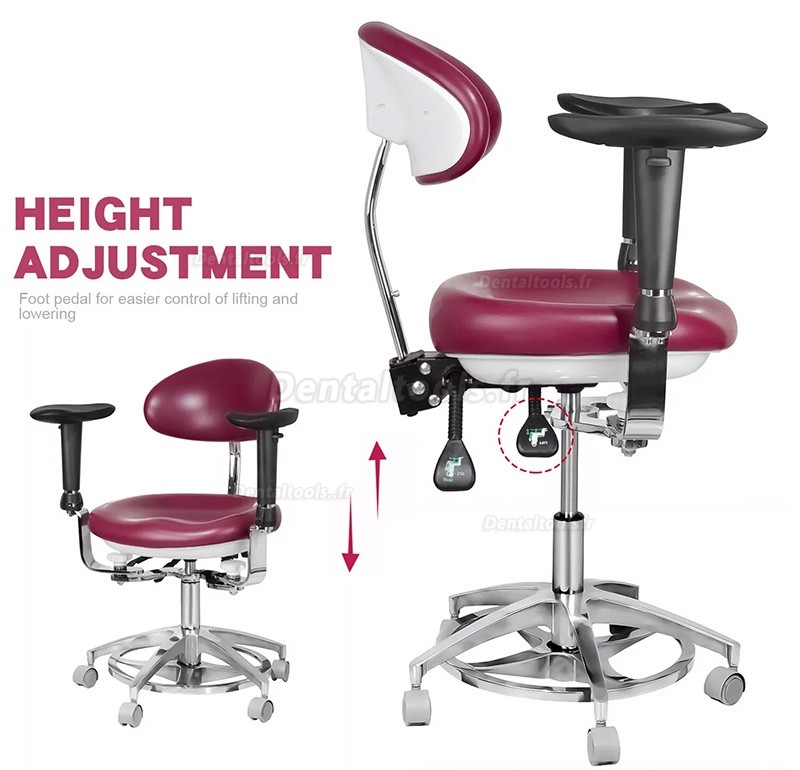 JKS-037 Tabouret dentaire ergonomique avec accoudoirs Chaise d'assistante hygiéniste pour dentiste