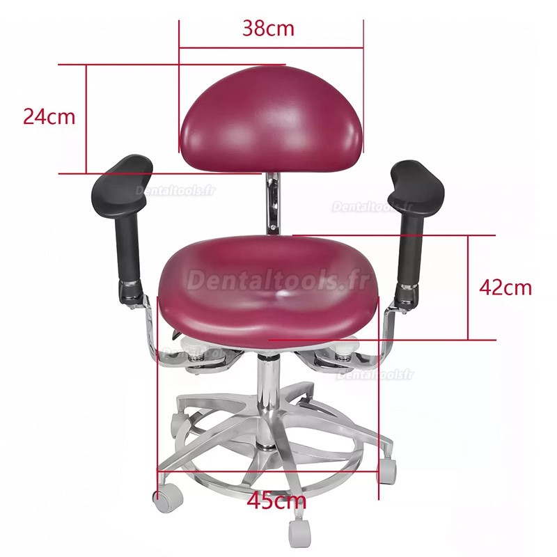 JKS-037 Tabouret dentaire ergonomique avec accoudoirs Chaise d'assistante hygiéniste pour dentiste