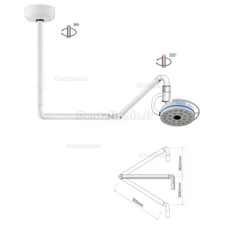 Lampe chirurgicale dentaire à montage au plafond 72W sans ombre 24 LED