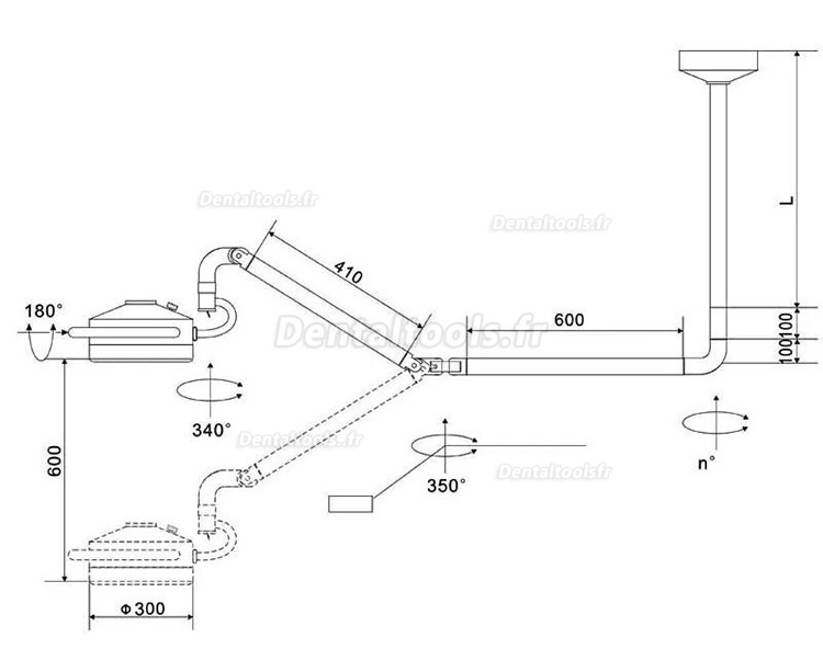 Lampe chirurgicale dentaire à montage au plafond 72W sans ombre 24 LED