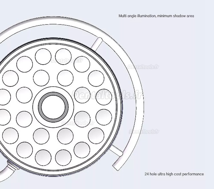 Lampe chirurgicale dentaire à montage au plafond 72W sans ombre 24 LED