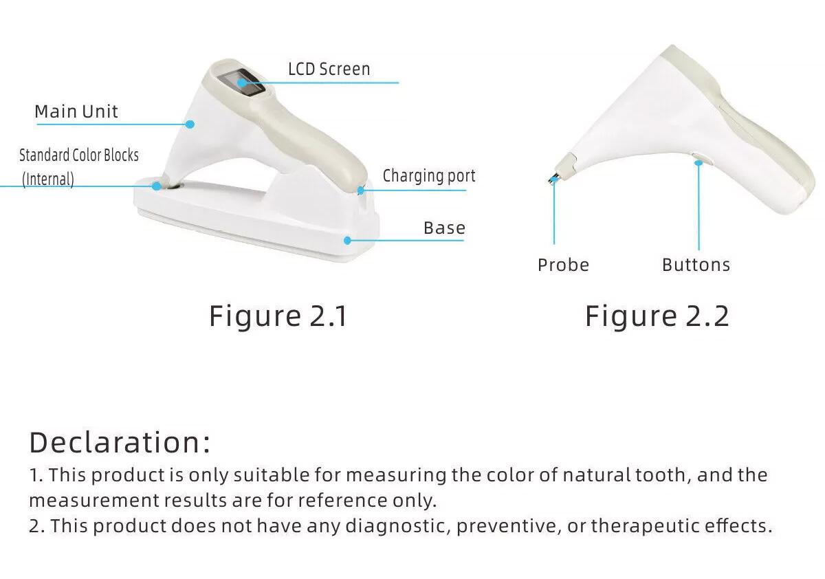 Comparateur de couleur dentaire LED coloromètre numérique avec guide de teinte des dents