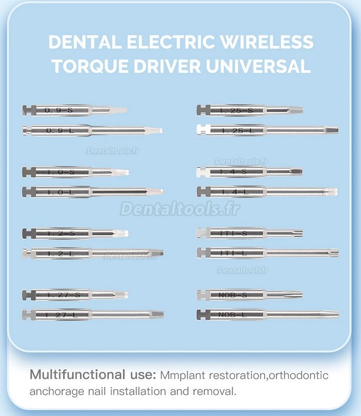 Kit de clé dynamométrique universelle électrique sans fil pour implants avec 16 tournevis