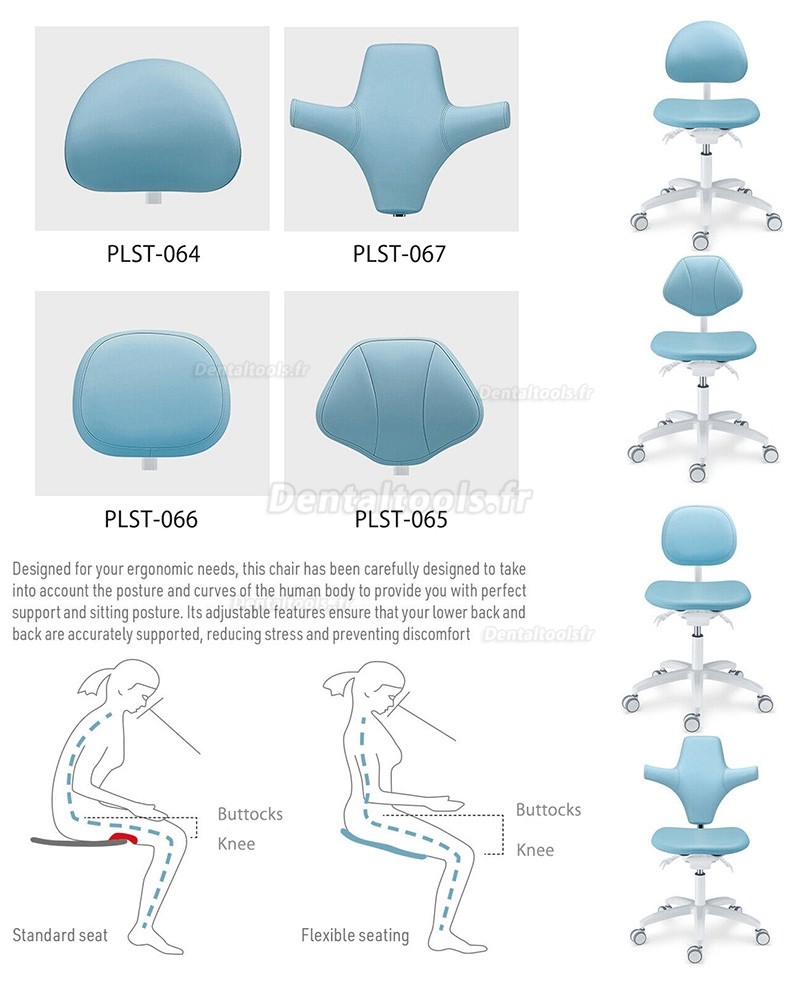 PLST-06 Série Tabouret dentaire ergonomique réglable chaise d'assistante hygiéniste pour dentiste