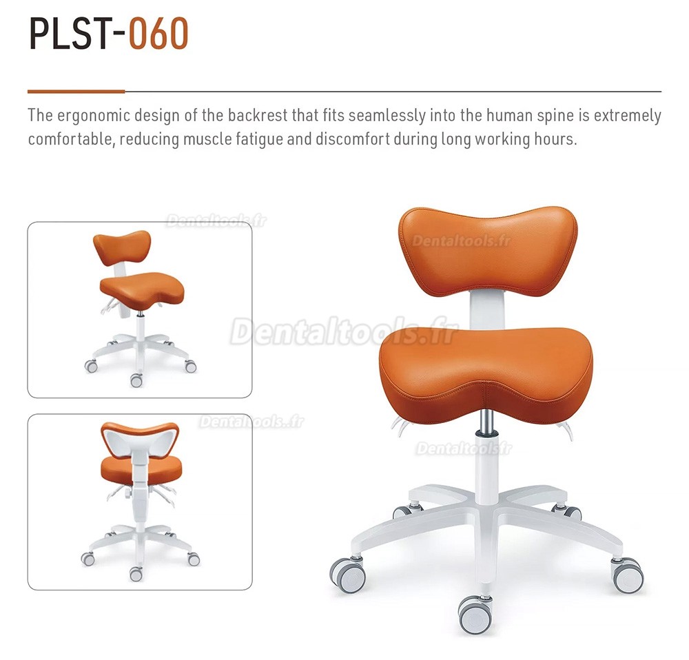 PLST-060 Chaise d'assistante dentaire ergonomique réglable tabouret d'infirmière hygiéniste dentaire