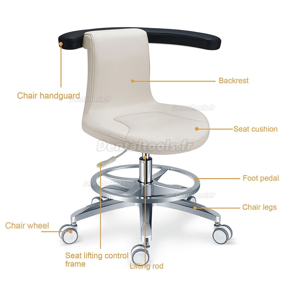 PLST-061 Tabouret d'assistant dentaire rotatif ergonomique réglable chaise de selle pour infirmière