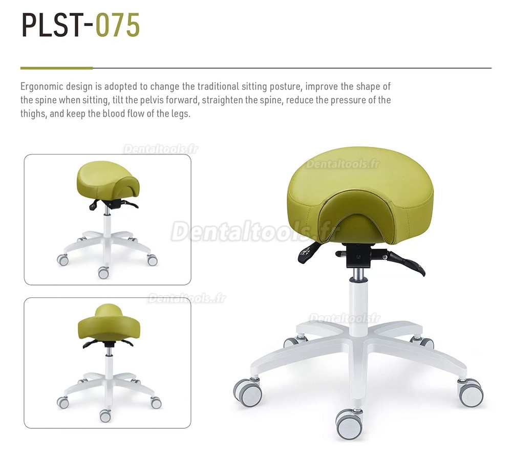 PLST-075 Chaise d'assistante dentaire réglable tabourets dentaires ergonomiques cuir microfibre