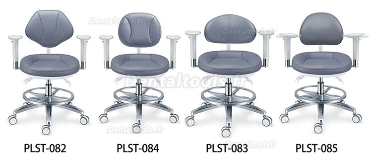 PLST-08 Série Tabourets dentaires ergonomiques réglables avec accoudoirs et support dorsal