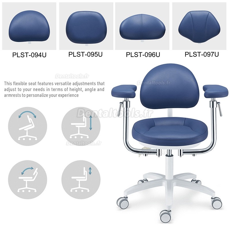 PLST-09 Série Tabouret de microscope dentaire chaise d'assistant opérateur dentiste avec repose-pieds