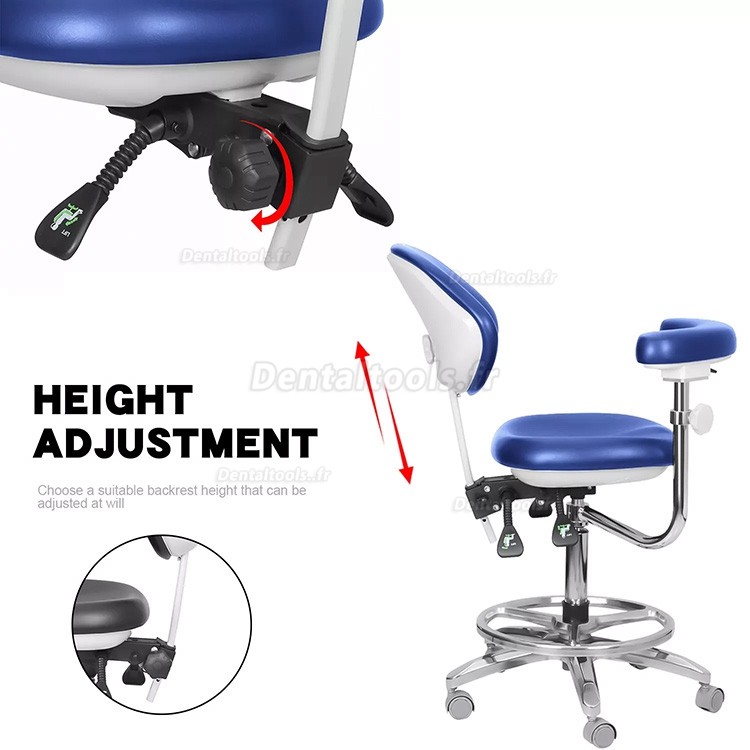 QY-600M-B2 Tabouret de dentiste mobile avec accoudoirs Chaise d'assistant dentaire en cuir pu