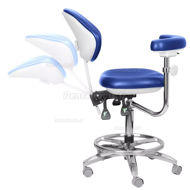 QY-600M-B2 Tabouret de dentiste mobile avec accoudoirs Chaise d'assistant dentaire en cuir pu