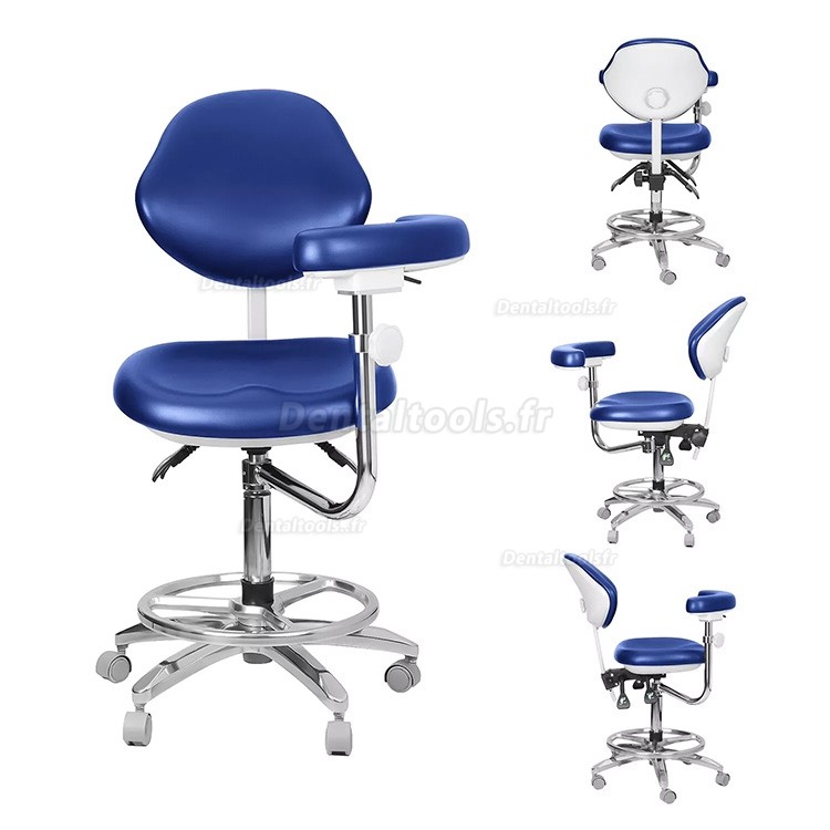 QY-600M-B2 Tabouret de dentiste mobile avec accoudoirs Chaise d'assistant dentaire en cuir pu