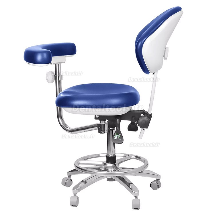 QY-600M-B2 Tabouret de dentiste mobile avec accoudoirs Chaise d'assistant dentaire en cuir pu