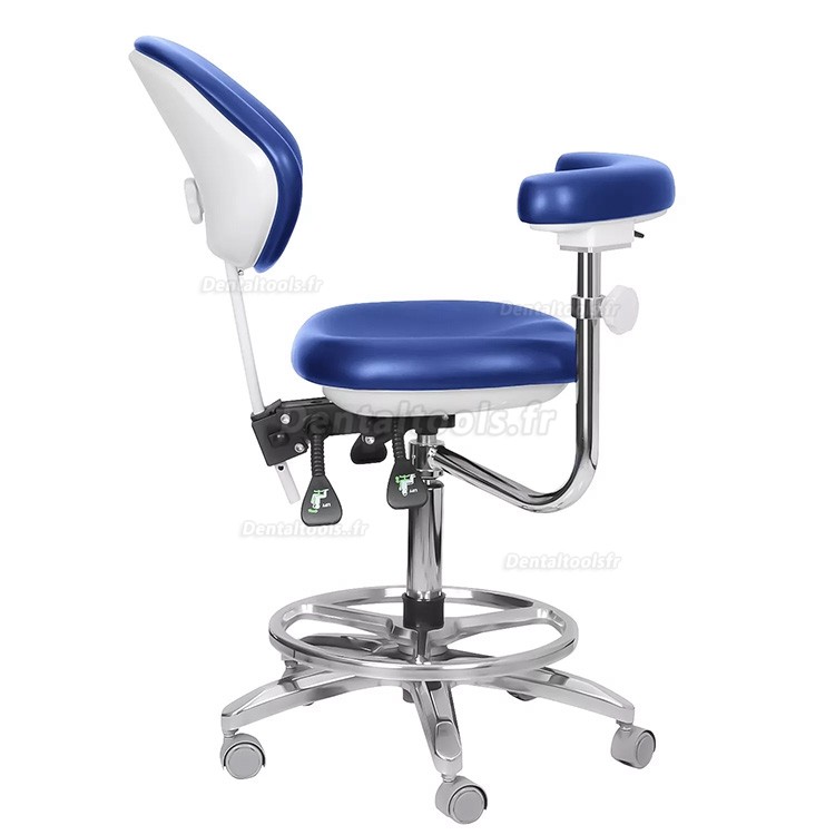 QY-600M-B2 Tabouret de dentiste mobile avec accoudoirs Chaise d'assistant dentaire en cuir pu