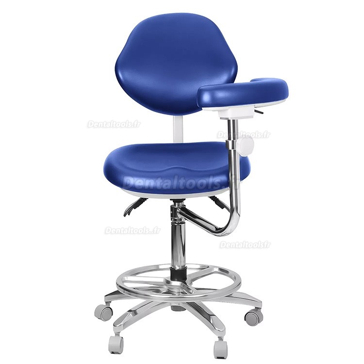 QY-600M-B2 Tabouret de dentiste mobile avec accoudoirs Chaise d'assistant dentaire en cuir pu