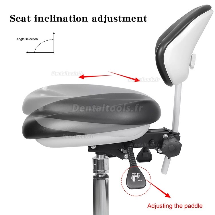 QY-600M-B2 Chaise d'assistant dentaire ergonomique réglable avec accoudoirs et rotation à 360°