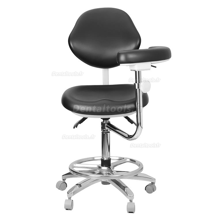 QY-600M-B2 Chaise d'assistant dentaire ergonomique réglable avec accoudoirs et rotation à 360°