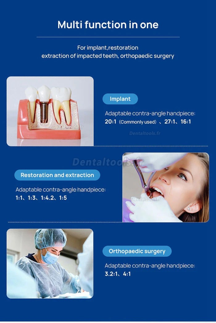 YAHOPE IMPLANT Surg Machine d'implant dentaire Moteur chirurgical sans balais avec contre-angle LED 20:1