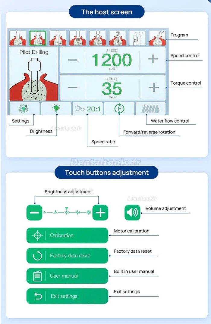 YAHOPE IMPLANT Surg Machine d'implant dentaire Moteur chirurgical sans balais avec contre-angle LED 20:1